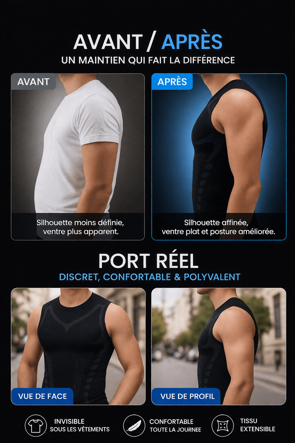 Ventre plat immédiat - Débardeur correcteur de posture FORMlift - FORMLIFT
